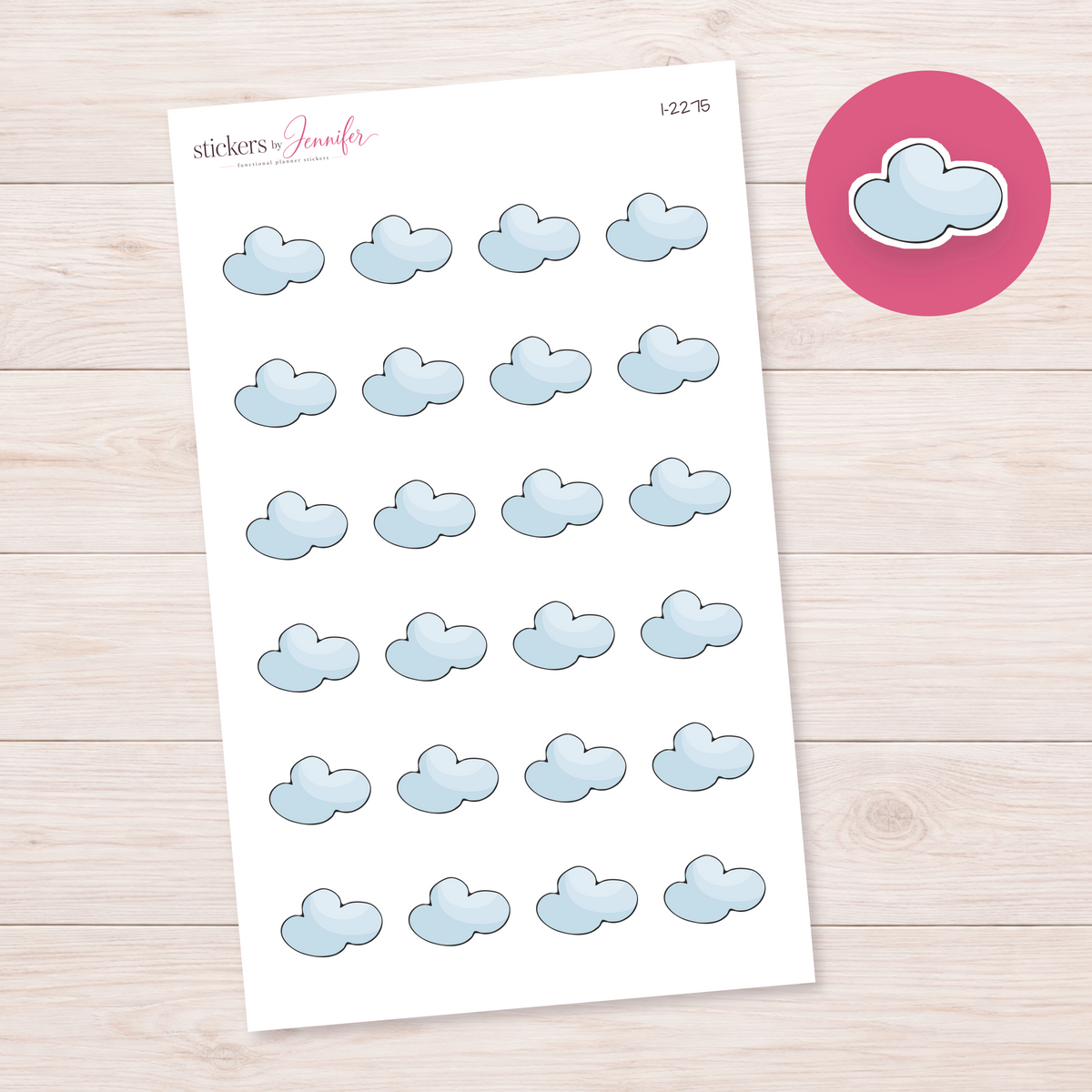 Rounded Blue Cloud Planner Stickers | I-2275