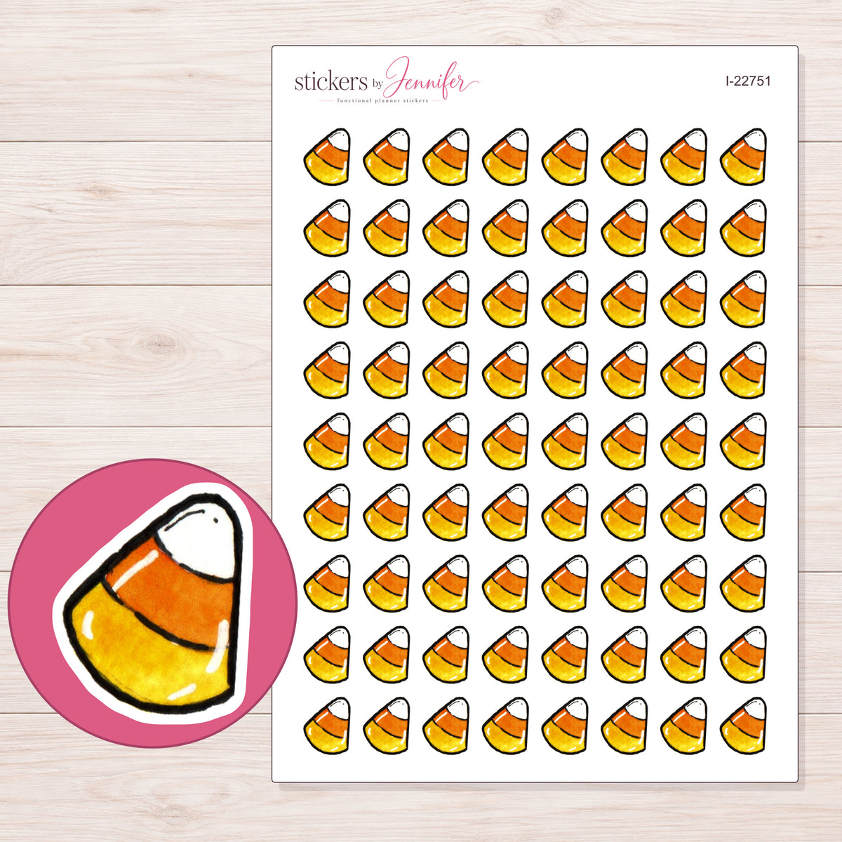 I-22751 planner sticker sheet with enlarged sticker detail