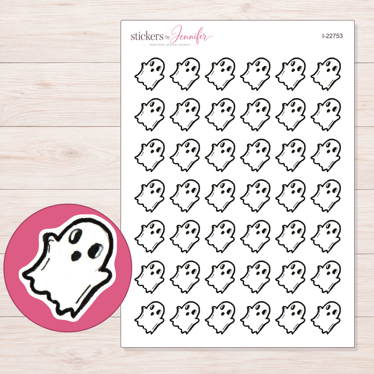 I-22753 planner sticker sheet with enlarged sticker detail