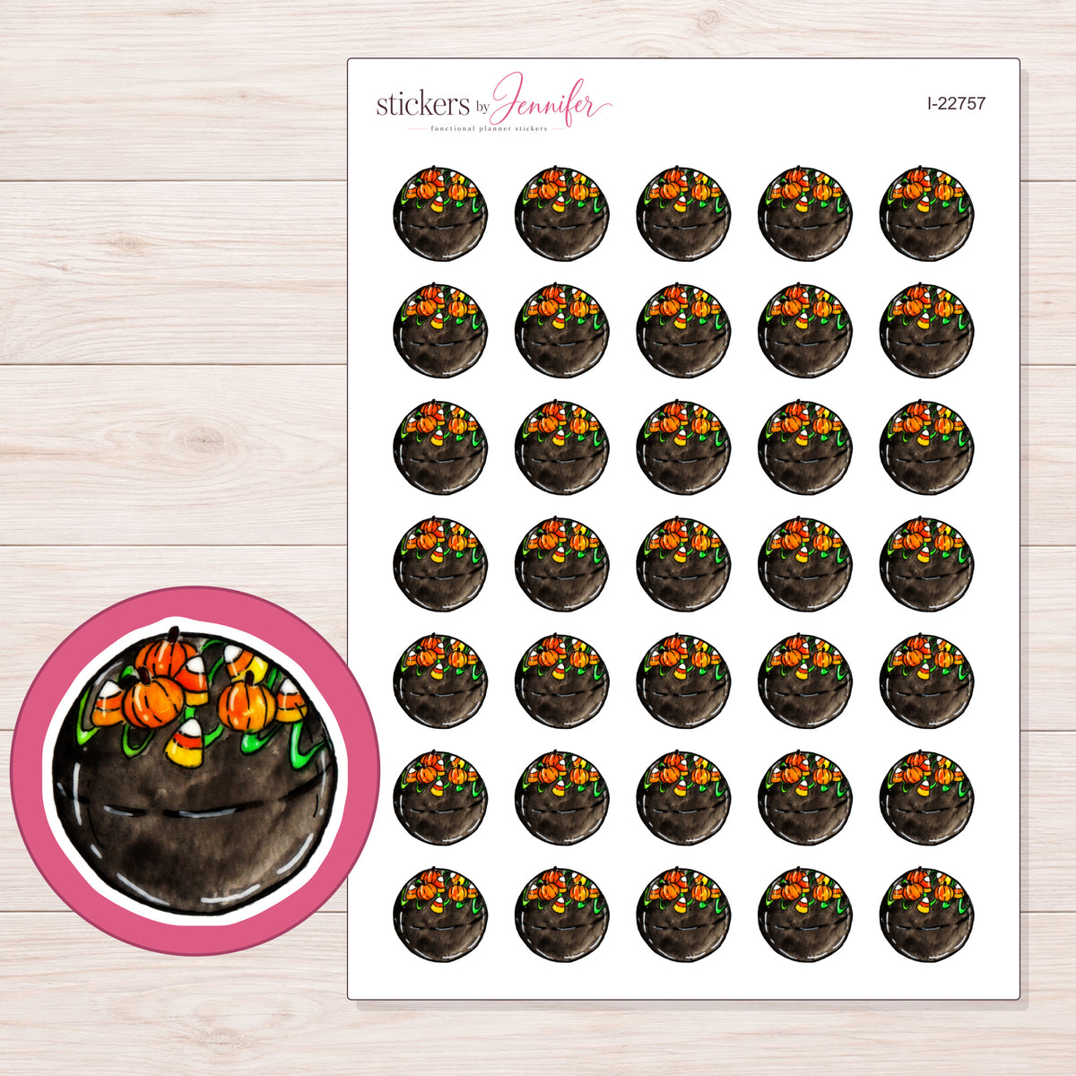I-22757 planner sticker sheet with enlarged sticker detail