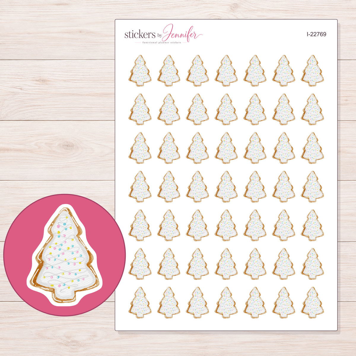 I-22769 planner sticker sheet with enlarged sticker detail