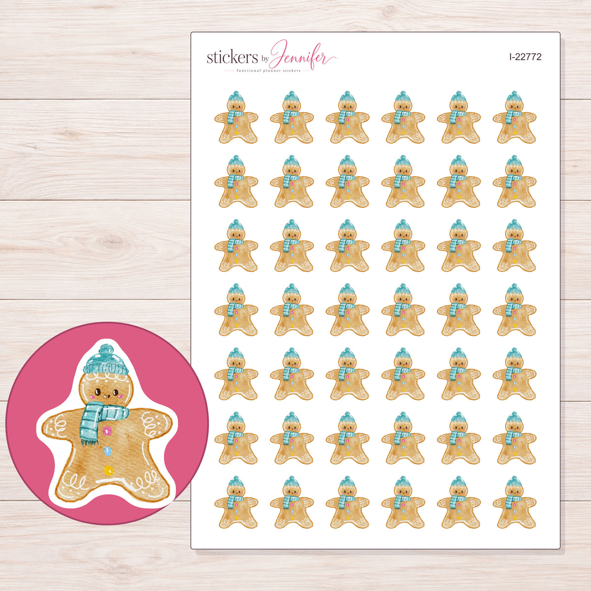 I-22772 planner sticker sheet with enlarged sticker detail