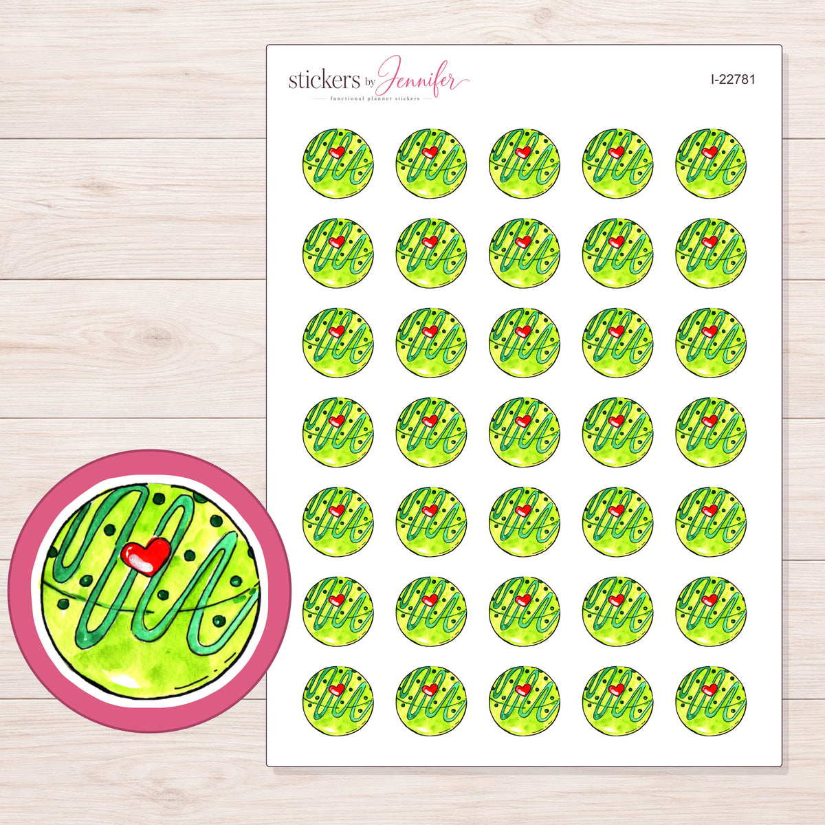 I-22781 planner sticker sheet with enlarged sticker detail