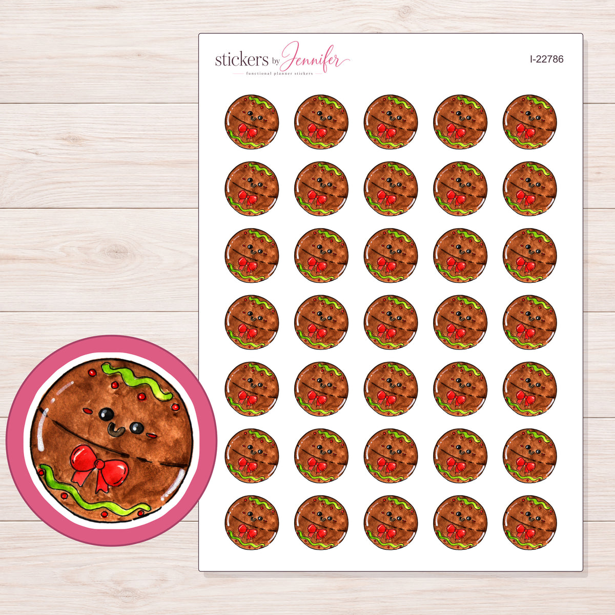 I-22786 planner sticker sheet with enlarged sticker detail
