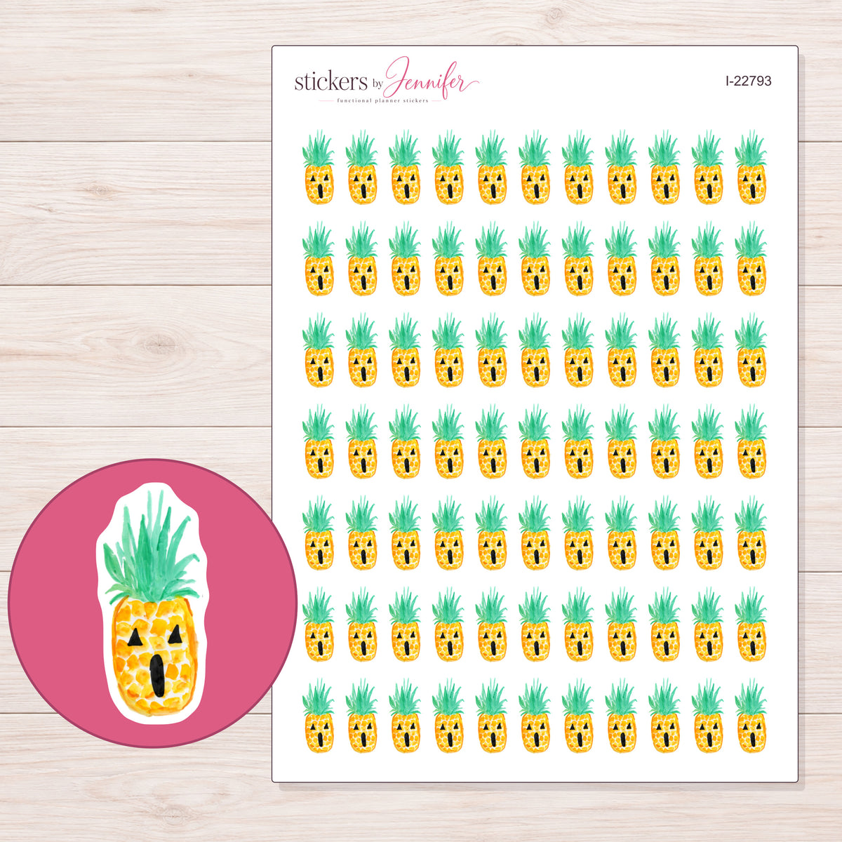 I-22793 planner sticker sheet with enlarged sticker detail