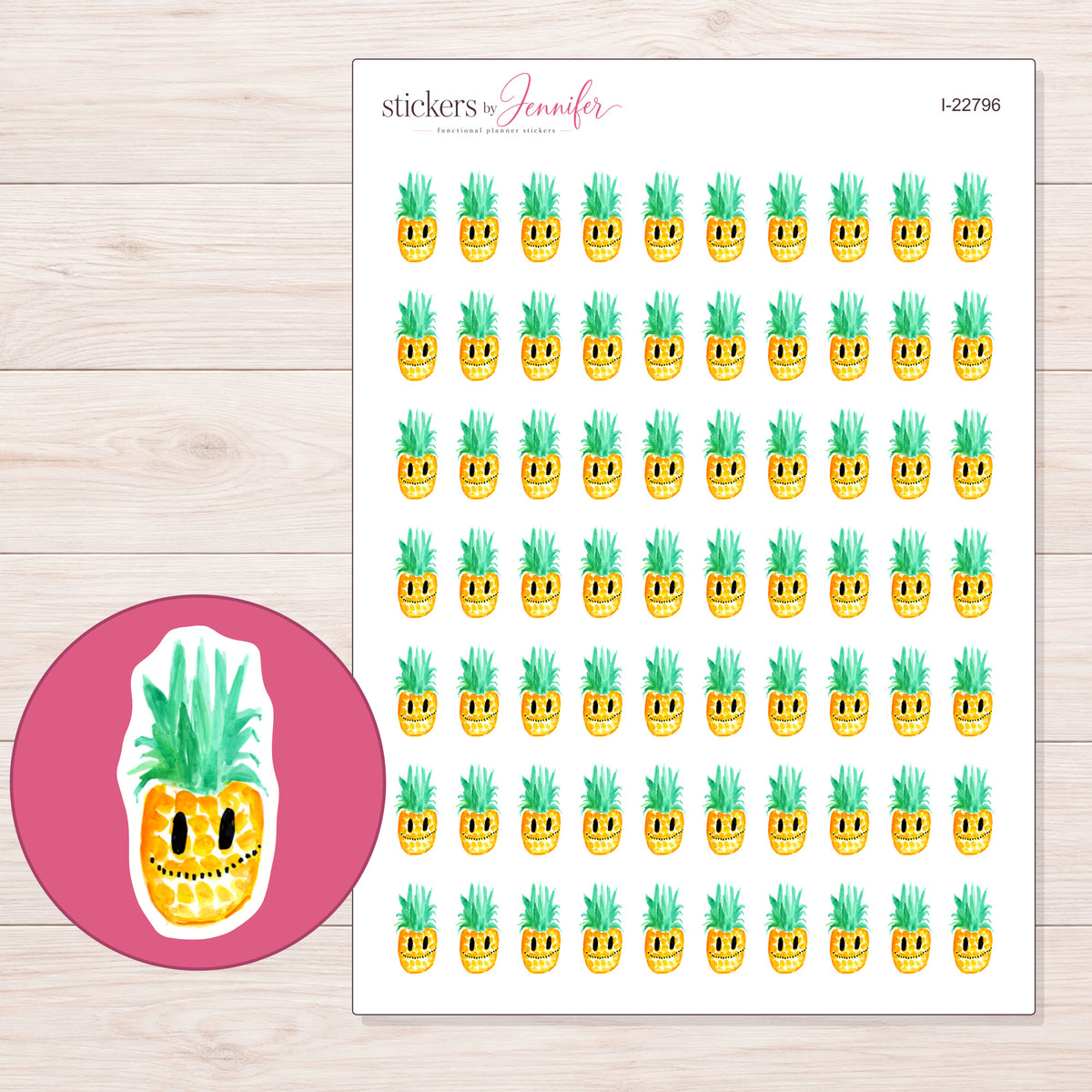 I-22796 planner sticker sheet with enlarged sticker detail
