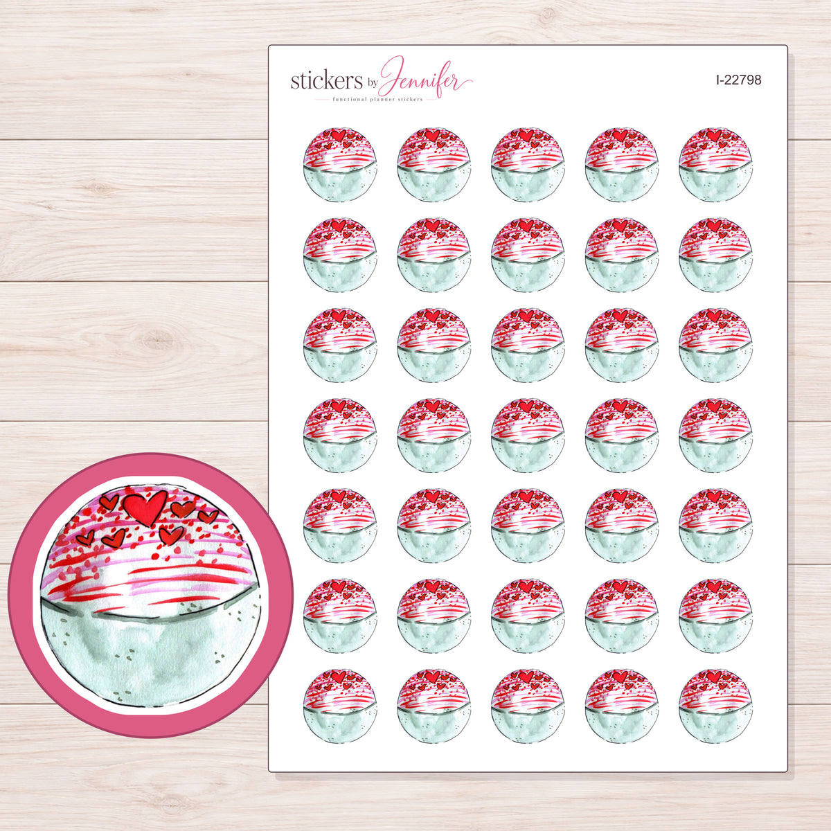 I-22798 planner sticker sheet with enlarged sticker detail