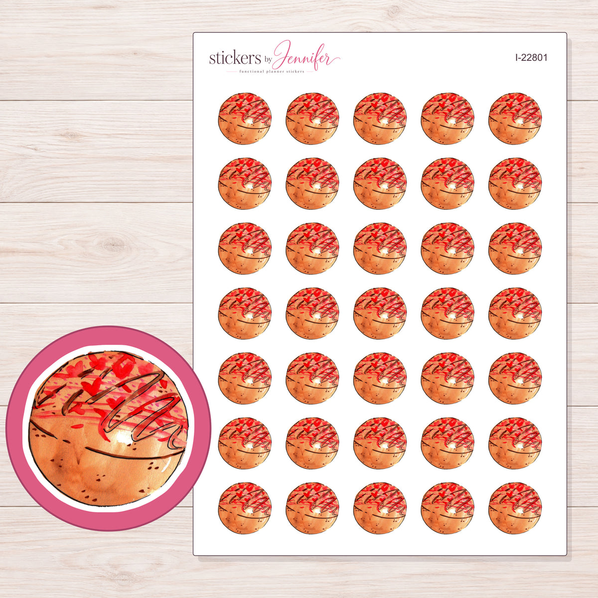 I-22801 planner sticker sheet with enlarged sticker detail