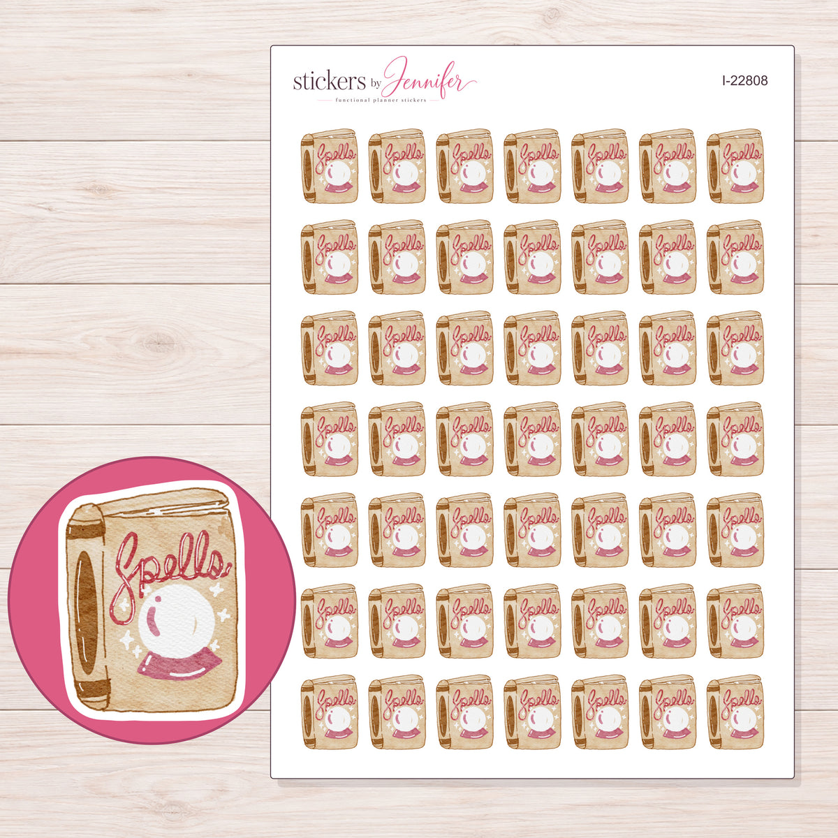 I-22808 planner sticker sheet with enlarged sticker detail