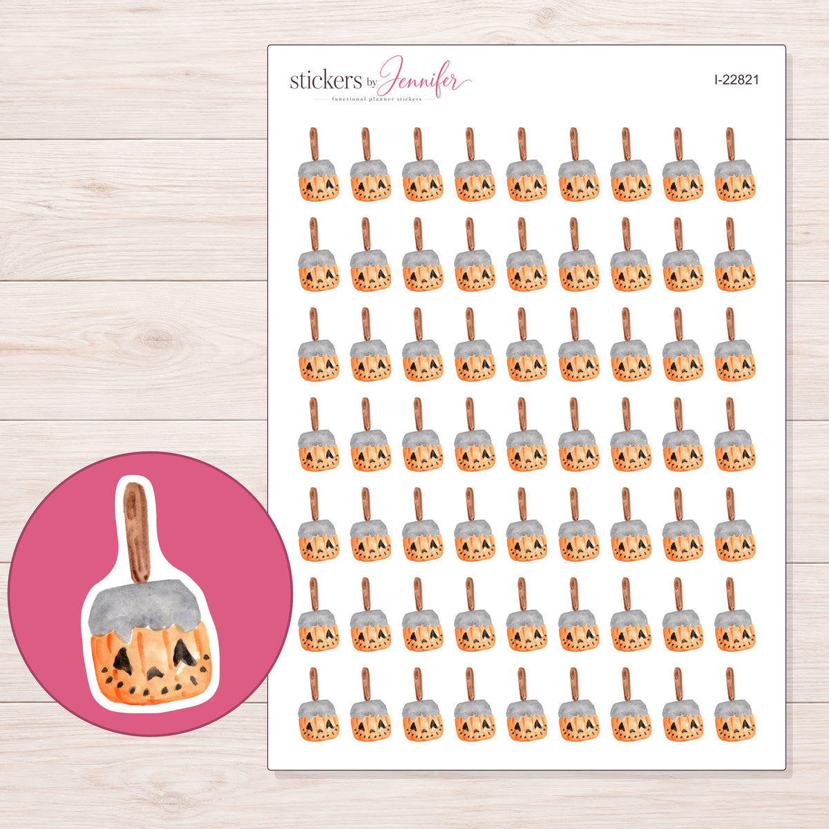 I-22821 planner sticker sheet with enlarged sticker detail