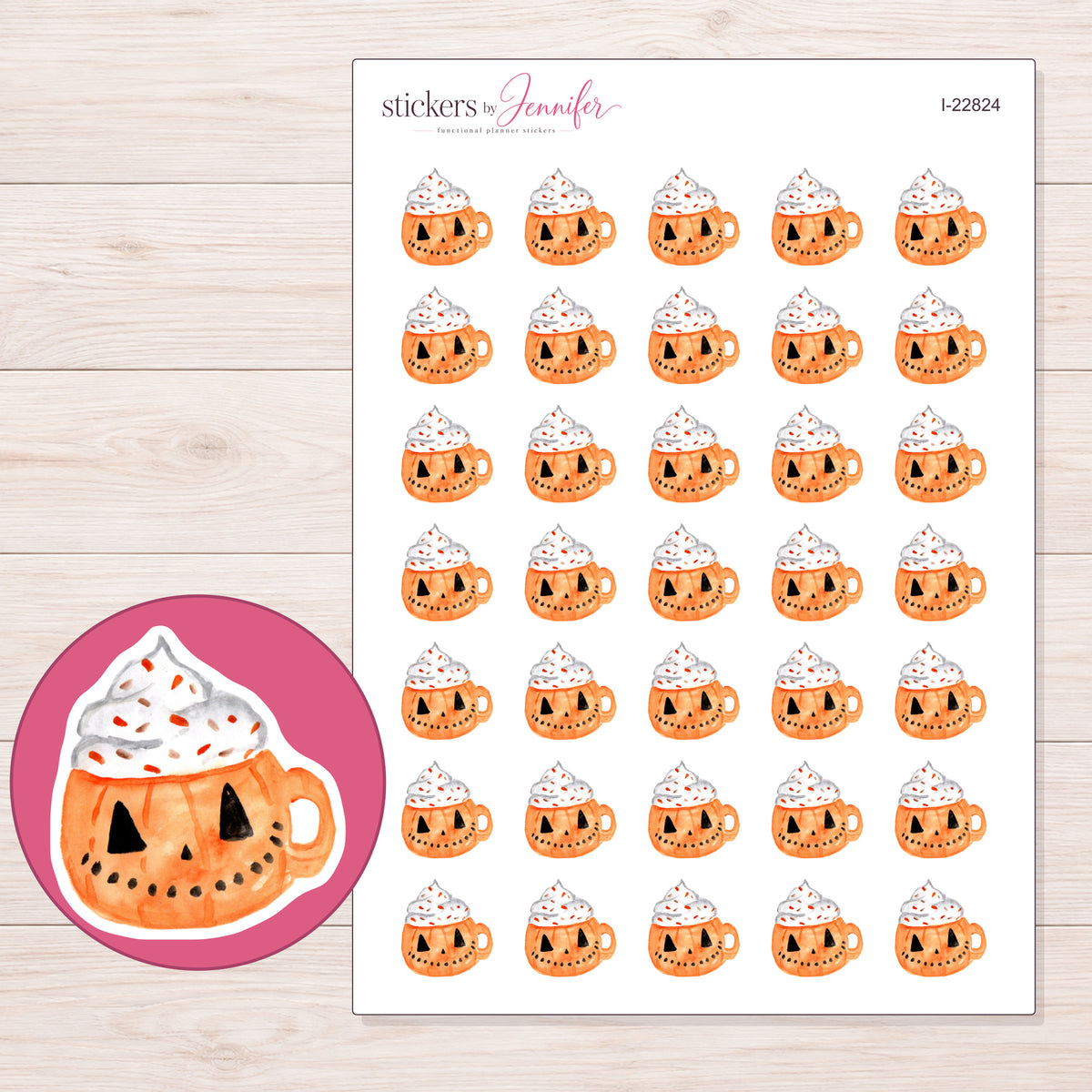 I-22824 planner sticker sheet with enlarged sticker detail