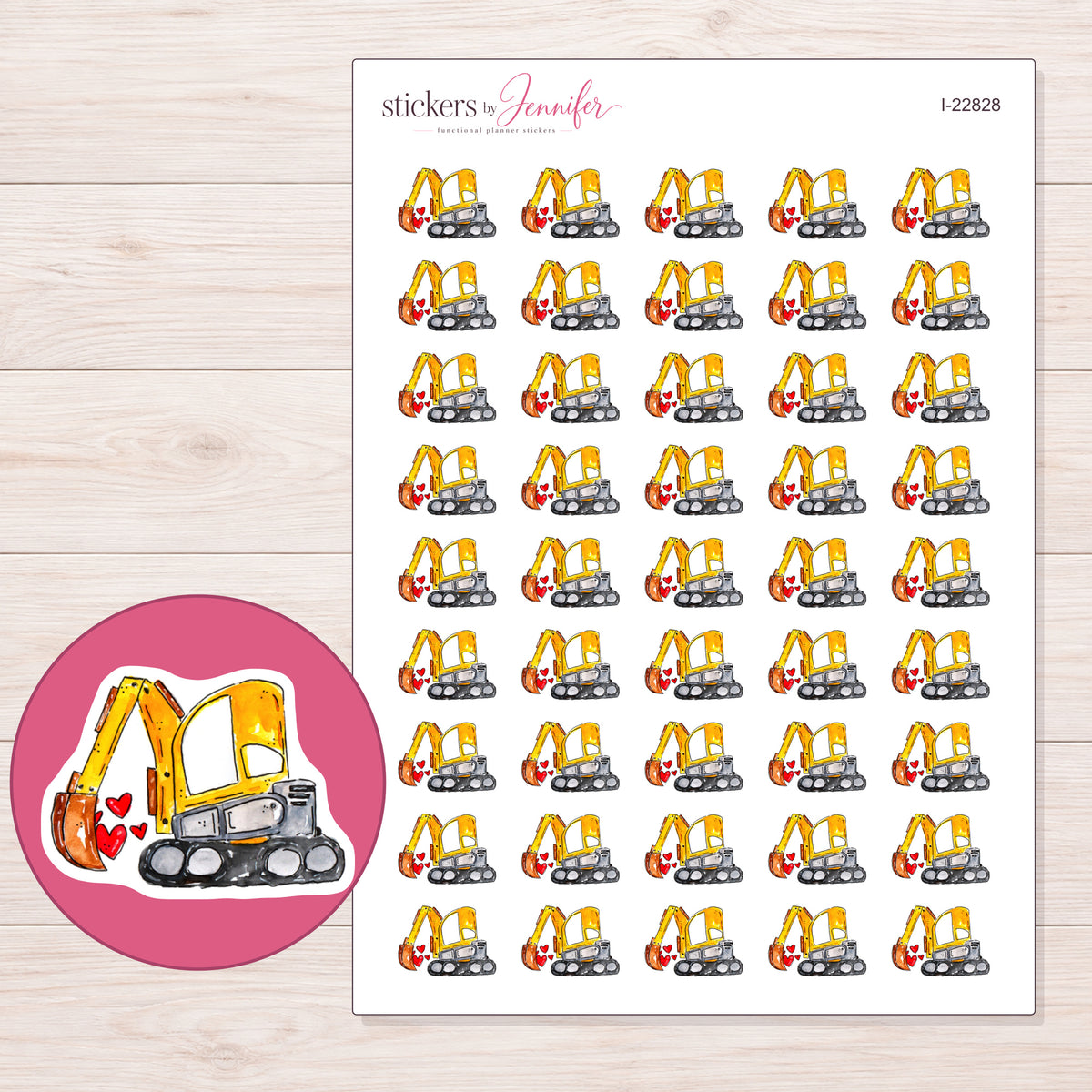 I-22828 planner sticker sheet with enlarged sticker detail