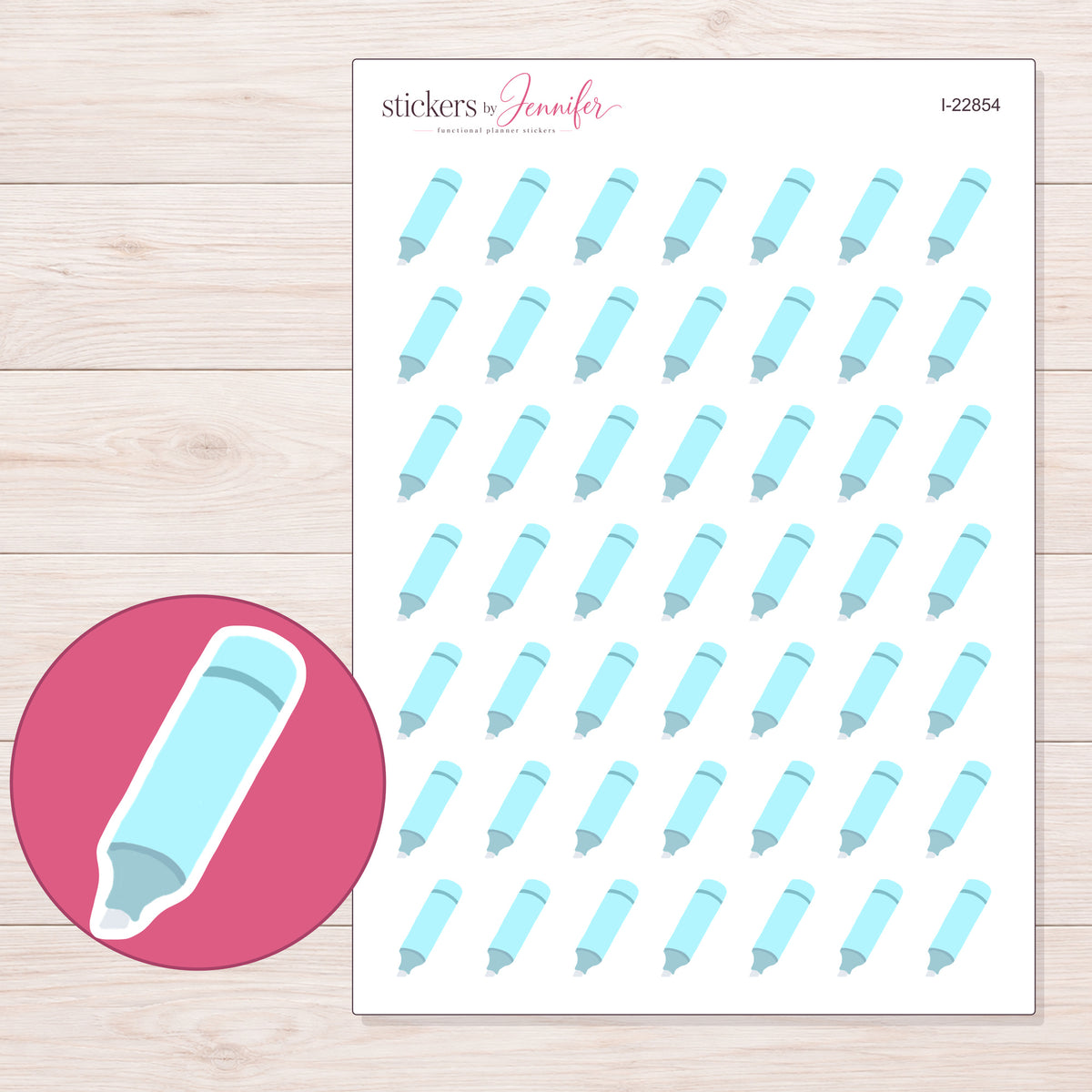I-22854 planner sticker sheet with enlarged sticker detail