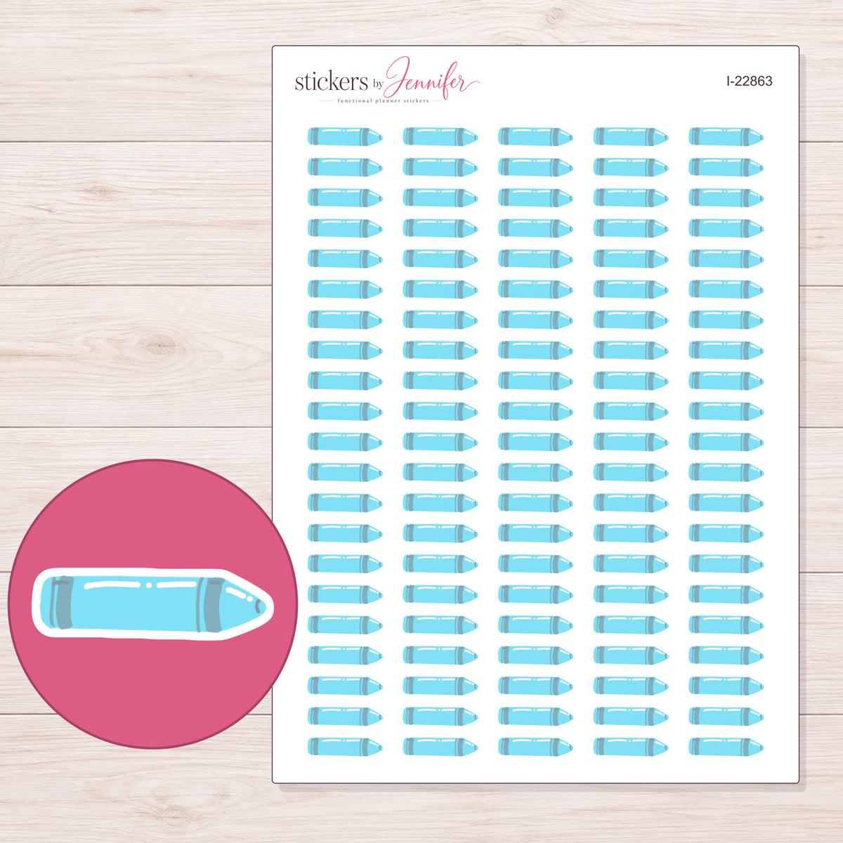 I-22863 planner sticker sheet with enlarged sticker detail