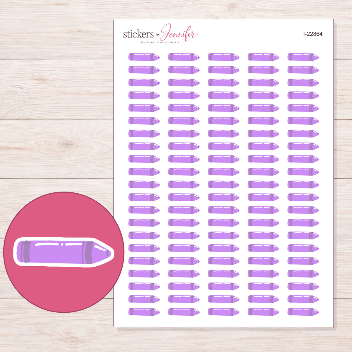 I-22864 planner sticker sheet with enlarged sticker detail