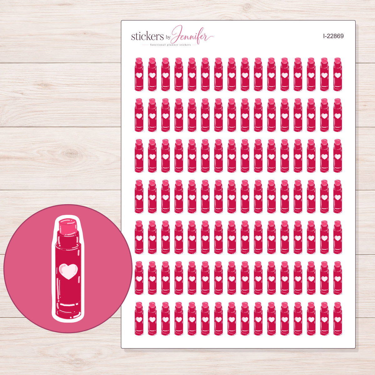 I-22869 planner sticker sheet with enlarged sticker detail