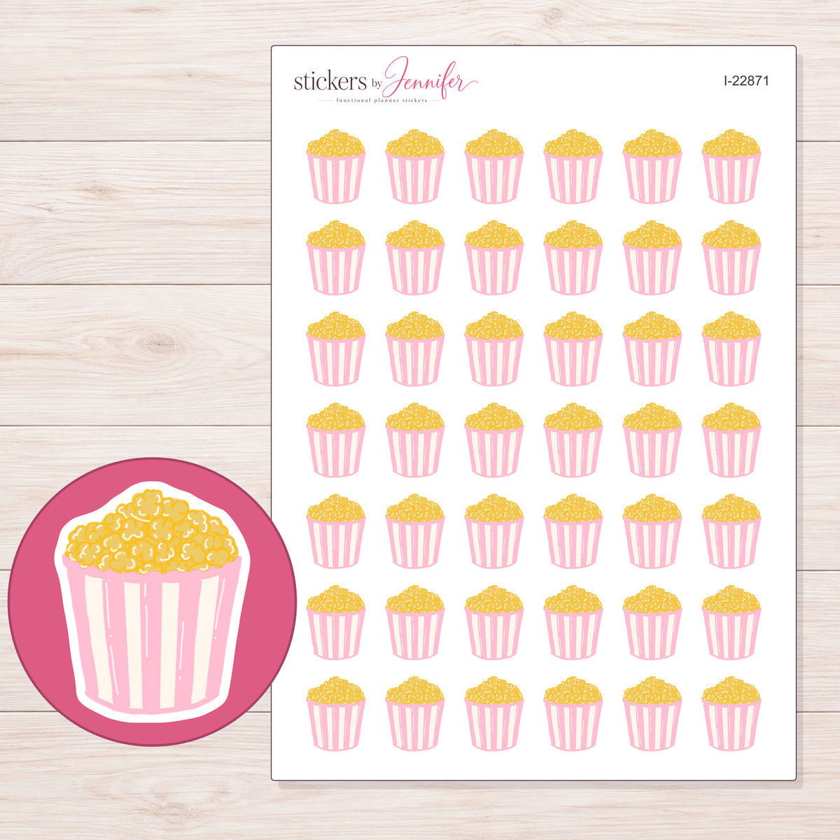 I-22871 planner sticker sheet with enlarged sticker detail