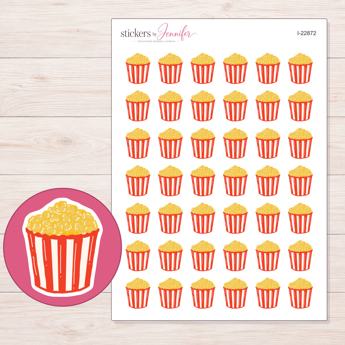 I-22872 planner sticker sheet with enlarged sticker detail
