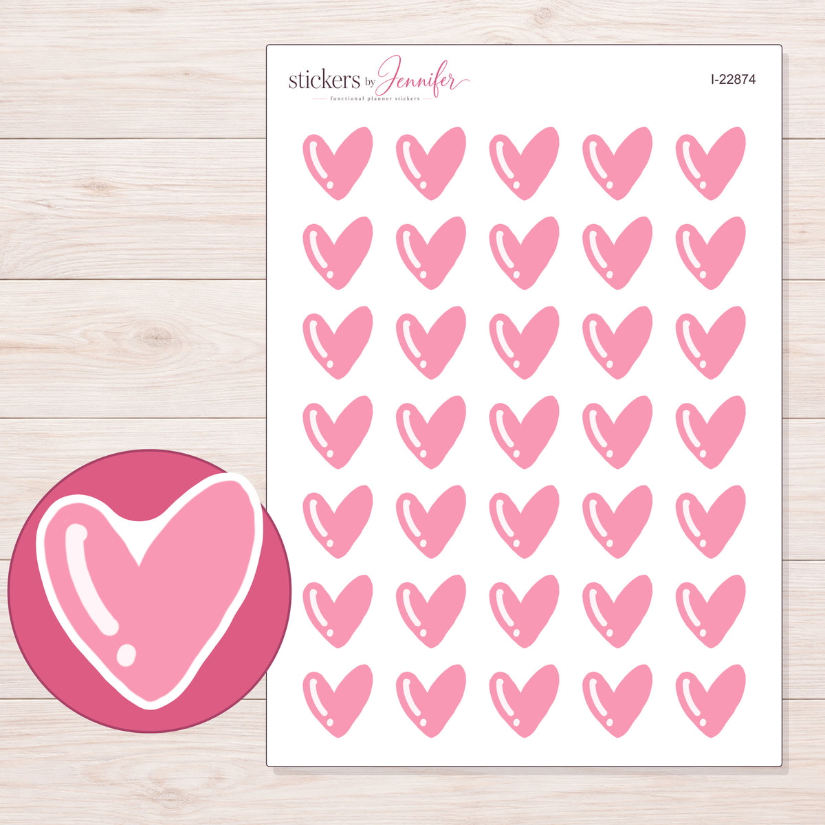 I-22874 planner sticker sheet with enlarged sticker detail