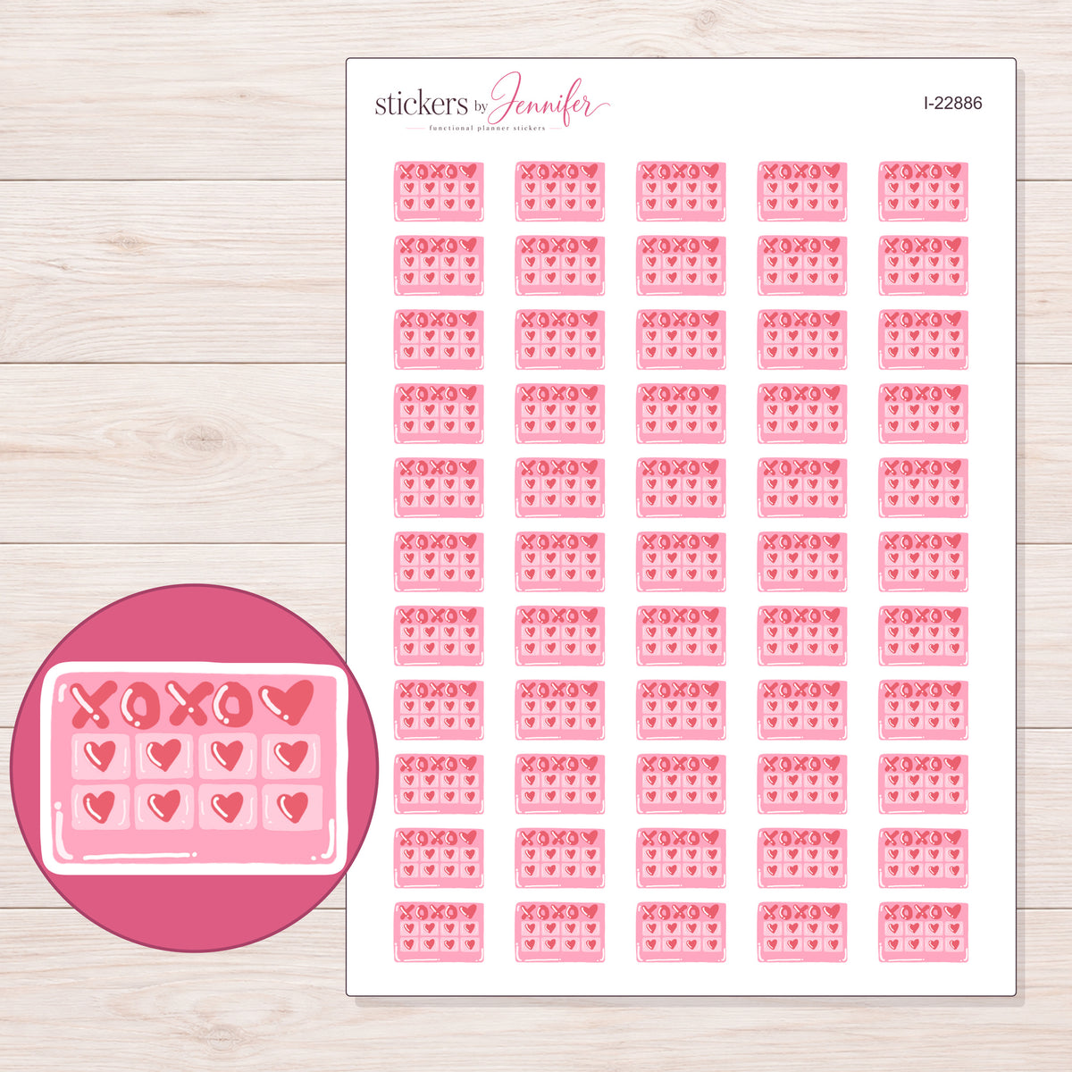 I-22886 planner sticker sheet with enlarged sticker detail