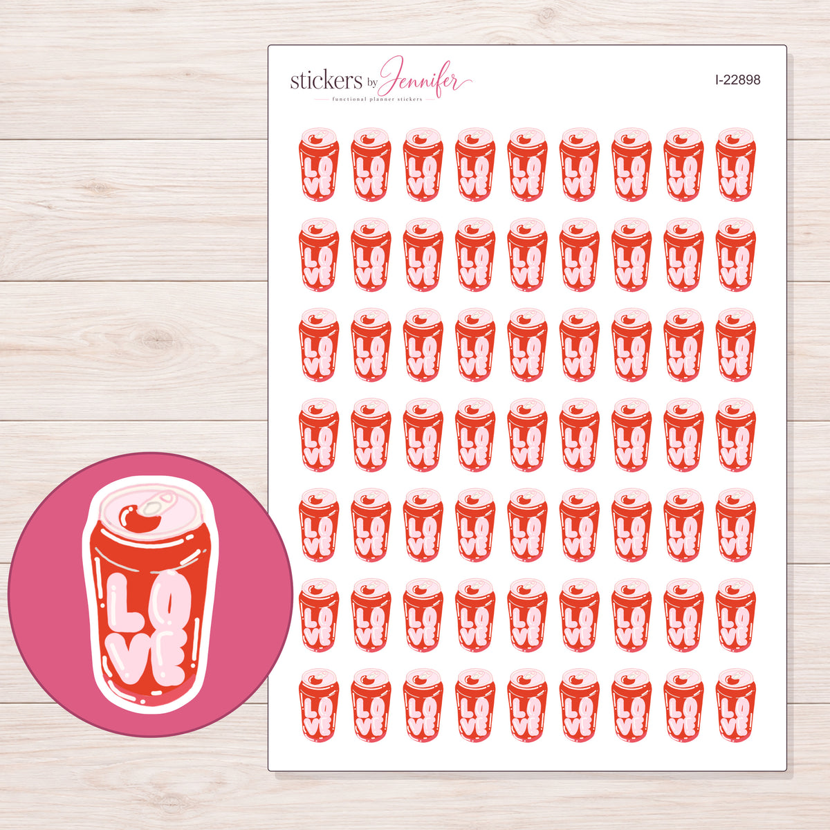 I-22898 planner sticker sheet with enlarged sticker detail