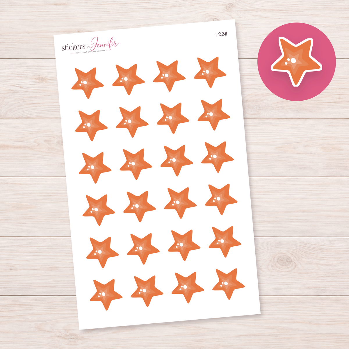 Orange Star Planner Stickers | I-2311