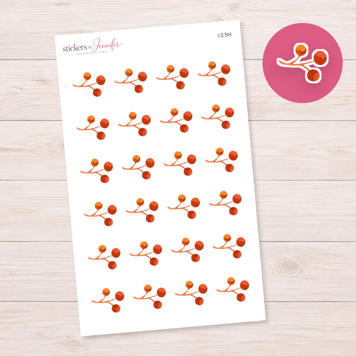Watercolor Rust Berry Trio Planner Stickers | I-2314