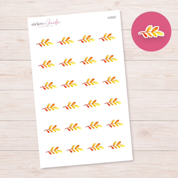 Watercolor Autumn Leaf Twig Planner Stickers | I-2320