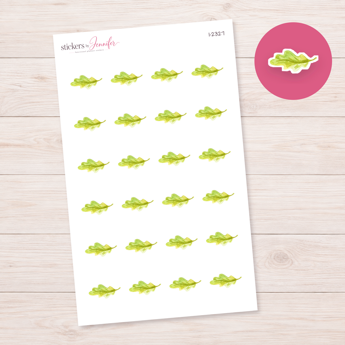 Watercolor Rounded Oak Leaf Planner Stickers | I-2327