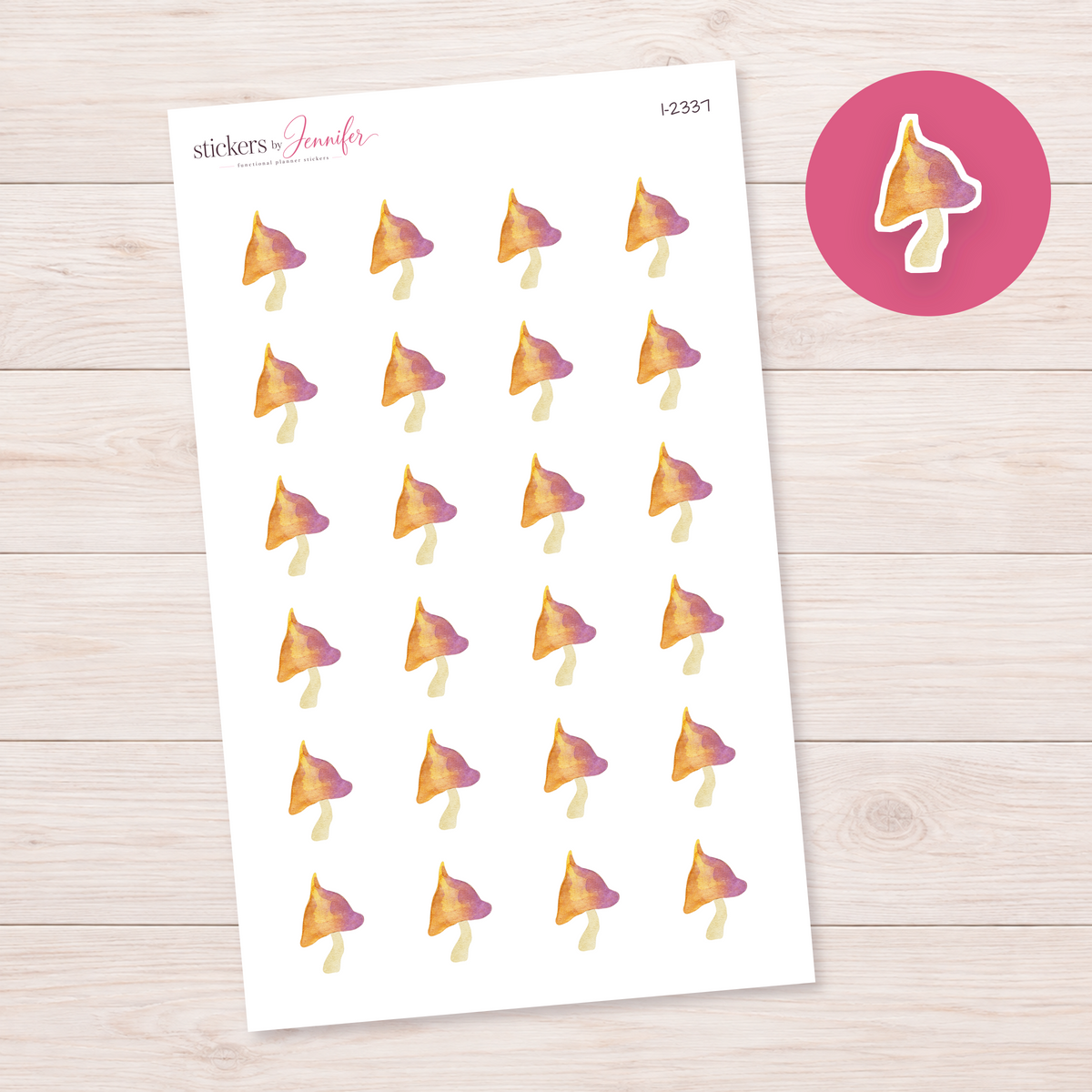 Watercolor Sunset Mushroom Planner Stickers | I-2337