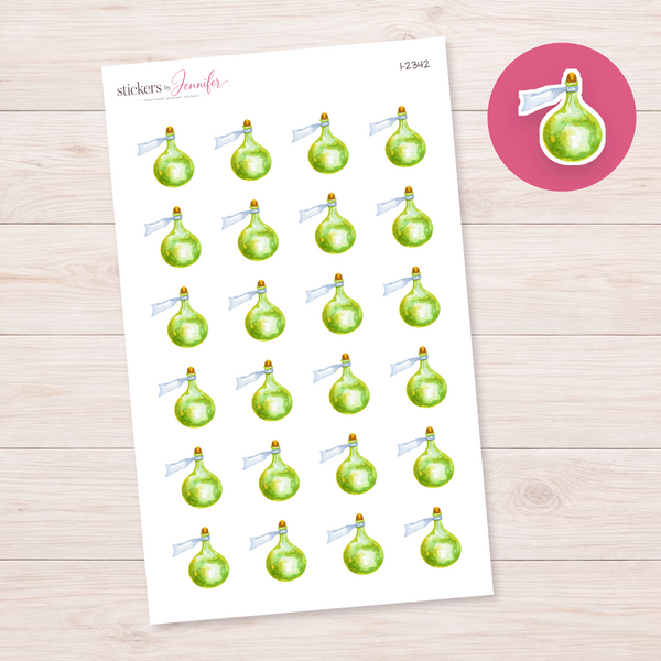 Watercolor Green Potion Bottle Planner Stickers | I-2342