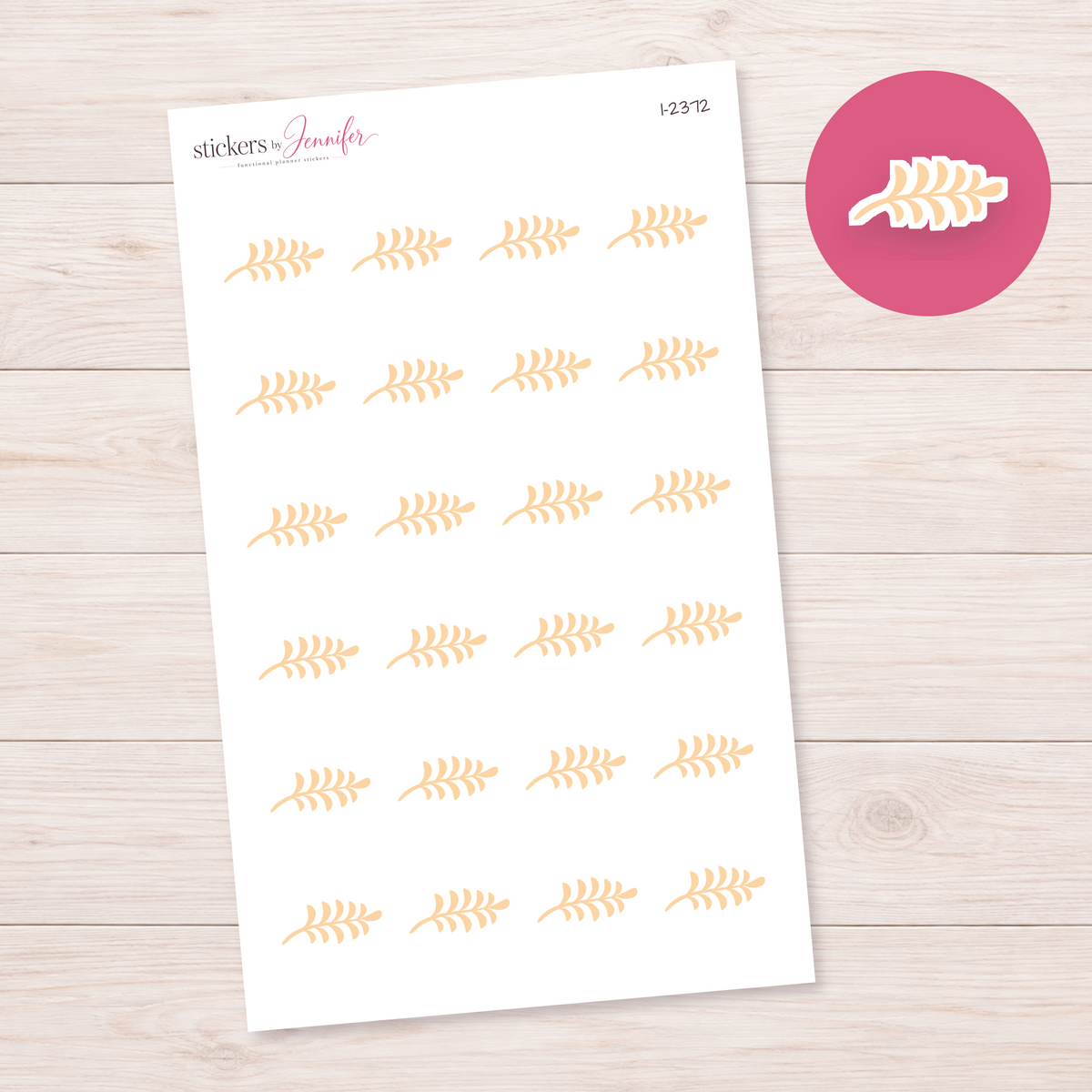 Peach Folk Leaf Sprig Planner Stickers | I-2372