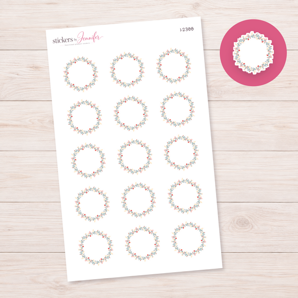 Delicate Folk Leaf Wreath Planner Stickers | I-2388