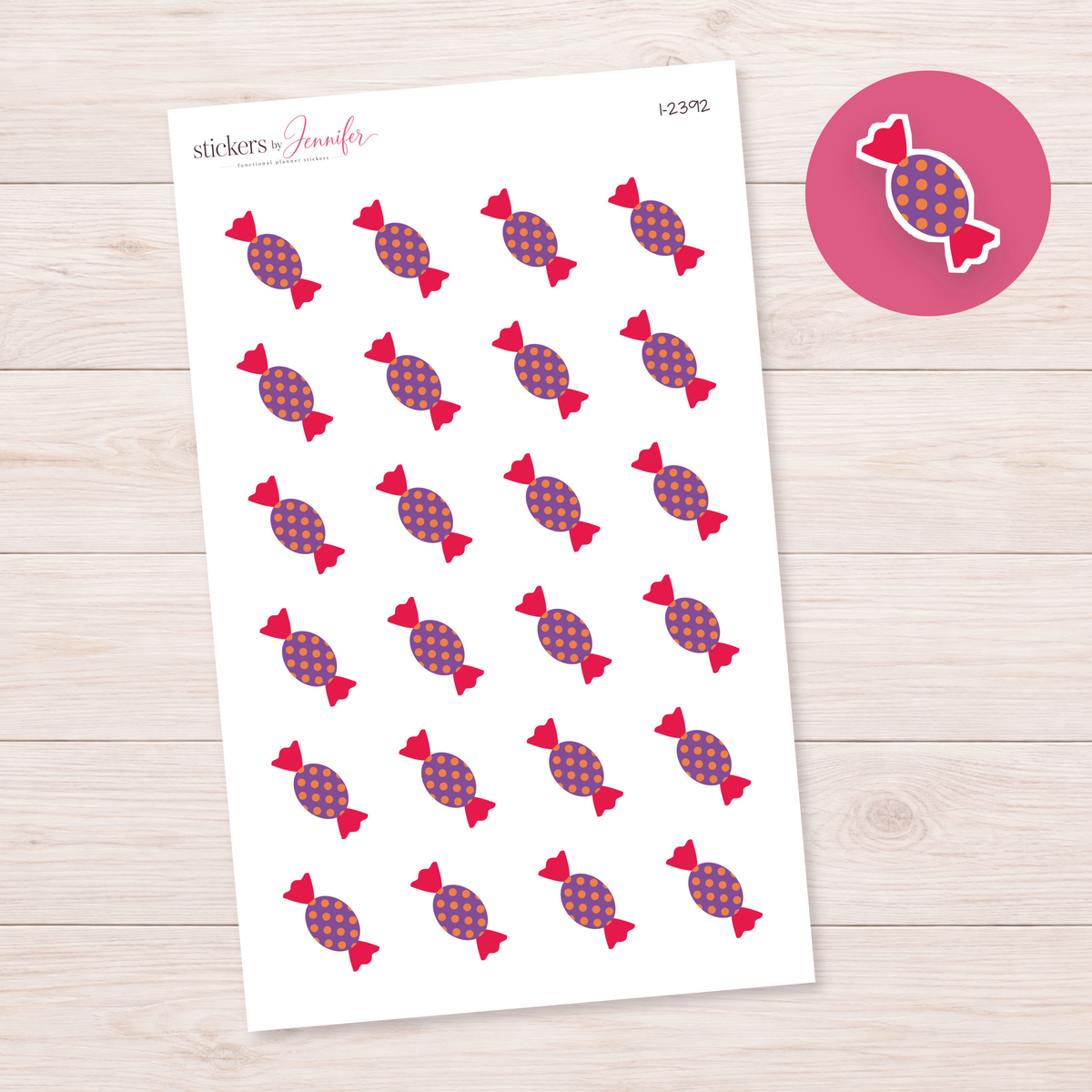 Purple Candy with Orange Dots Planner Stickers | I-2392