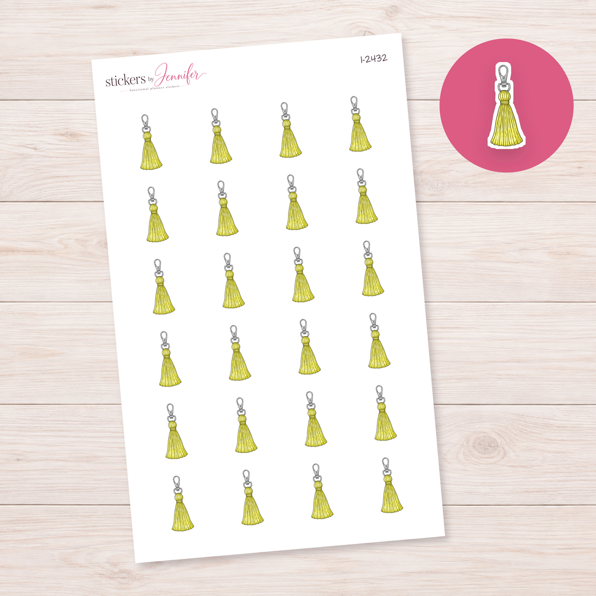 Yellow Tassel Charm Planner Stickers | I-2432