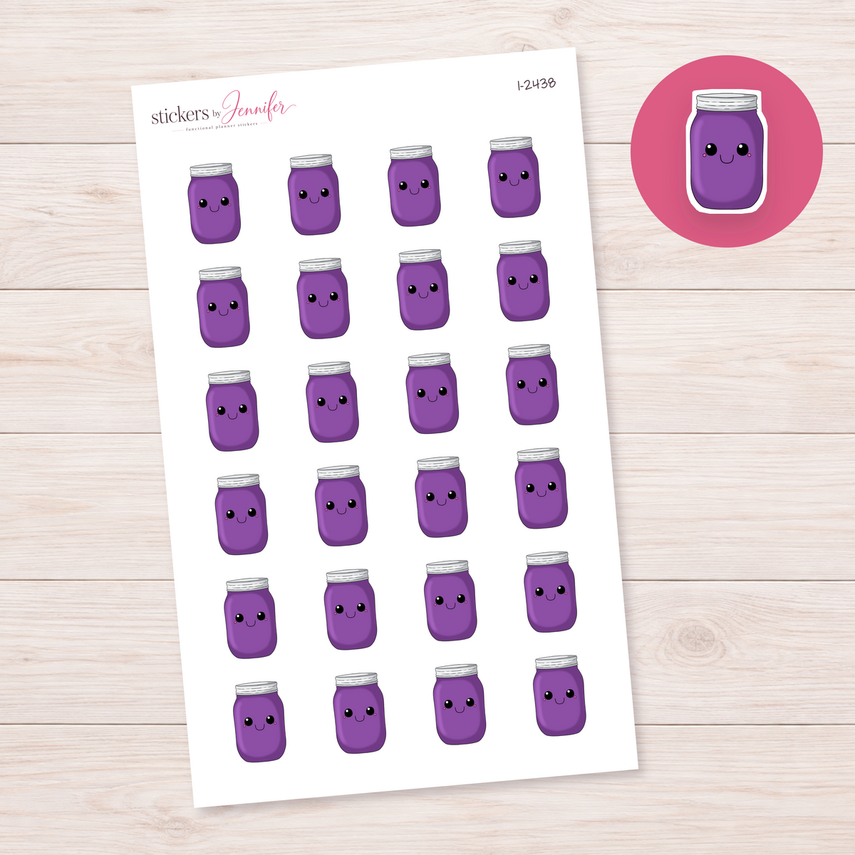 Smiling Purple Jar Planner Stickers | I-2438