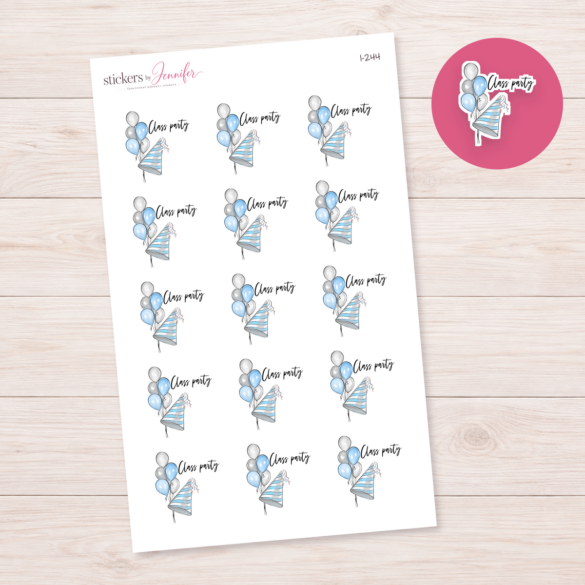 Class Party Planner Stickers | I-244