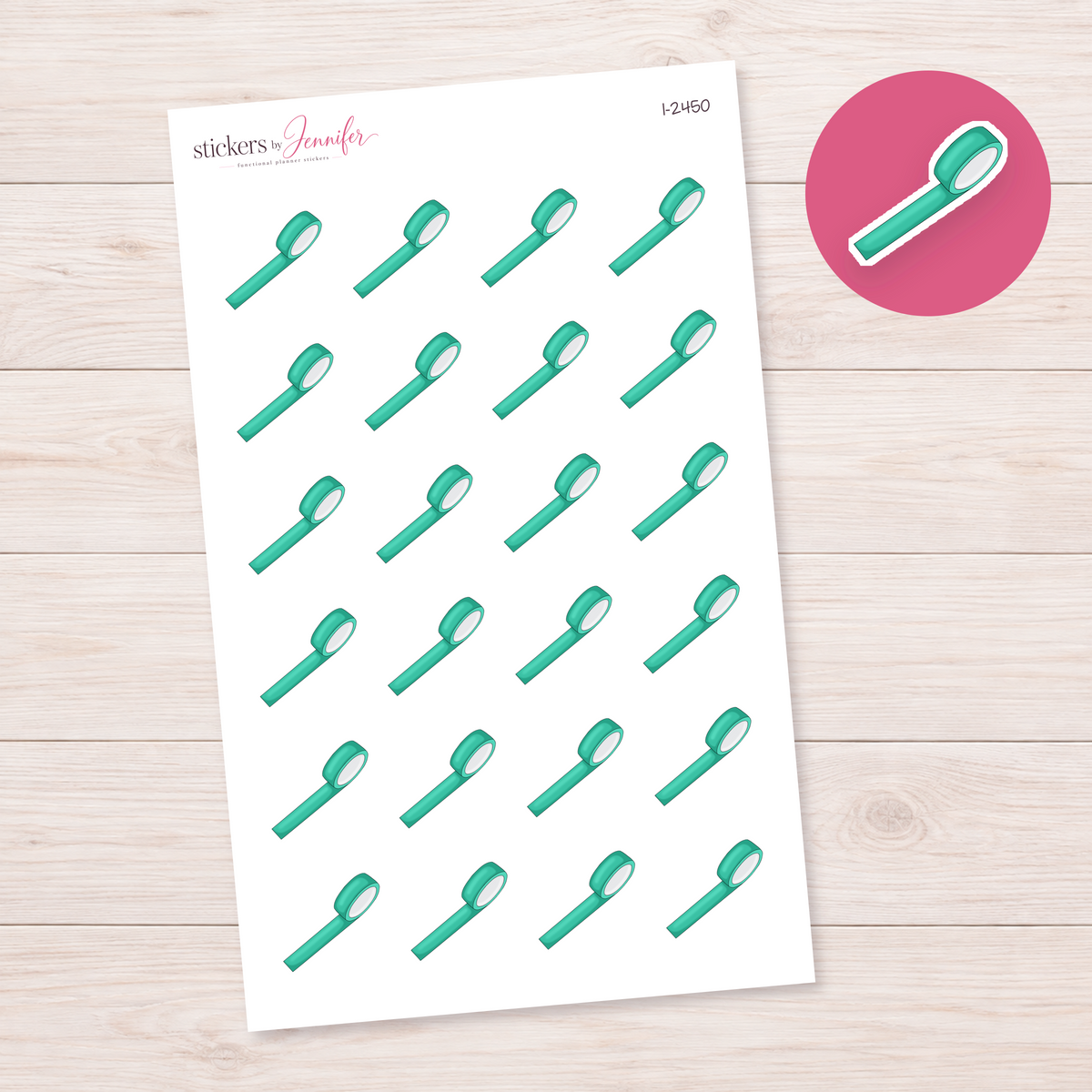 Teal Tape Roll Planner Stickers | I-2450