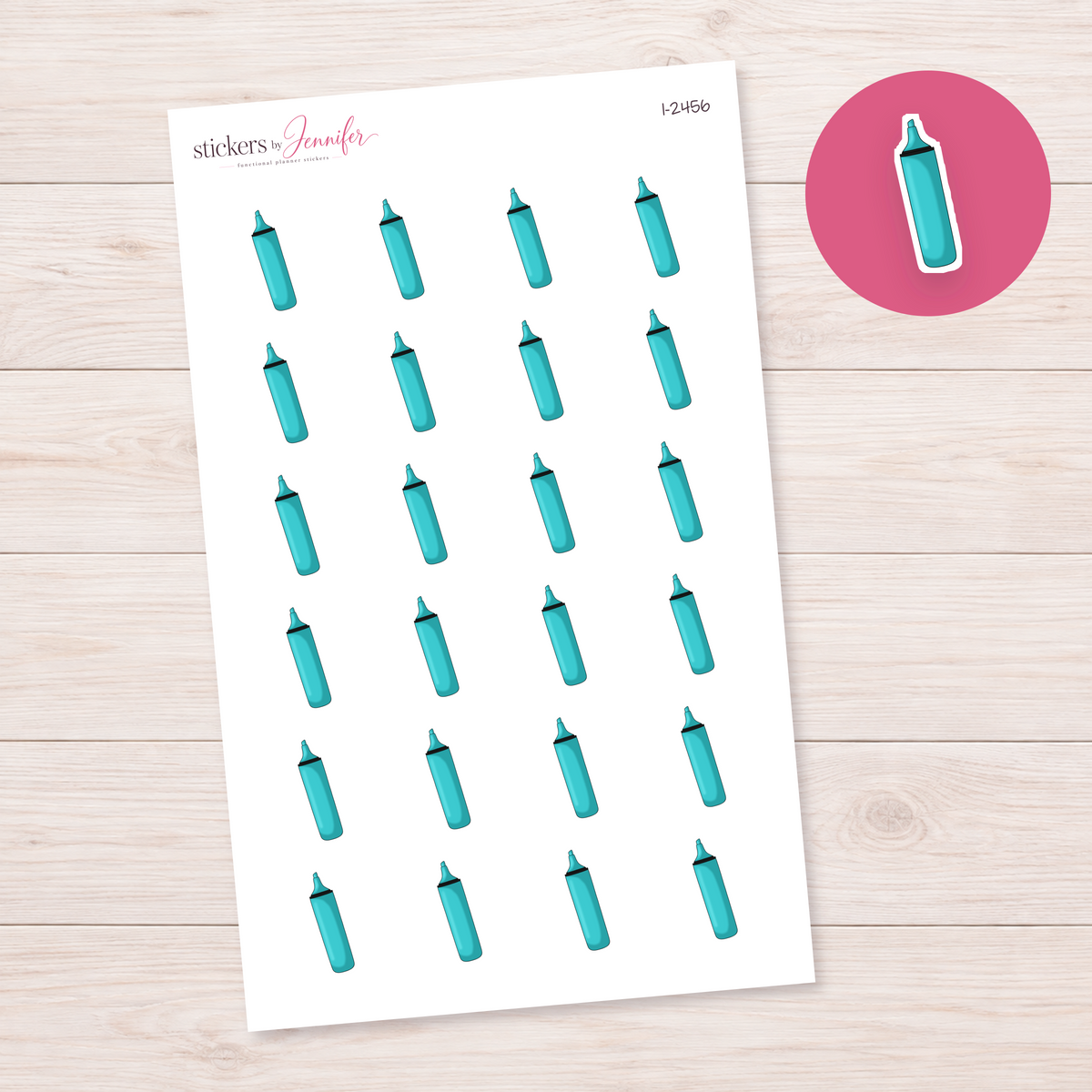 Teal Highlighter Planner Stickers | I-2456