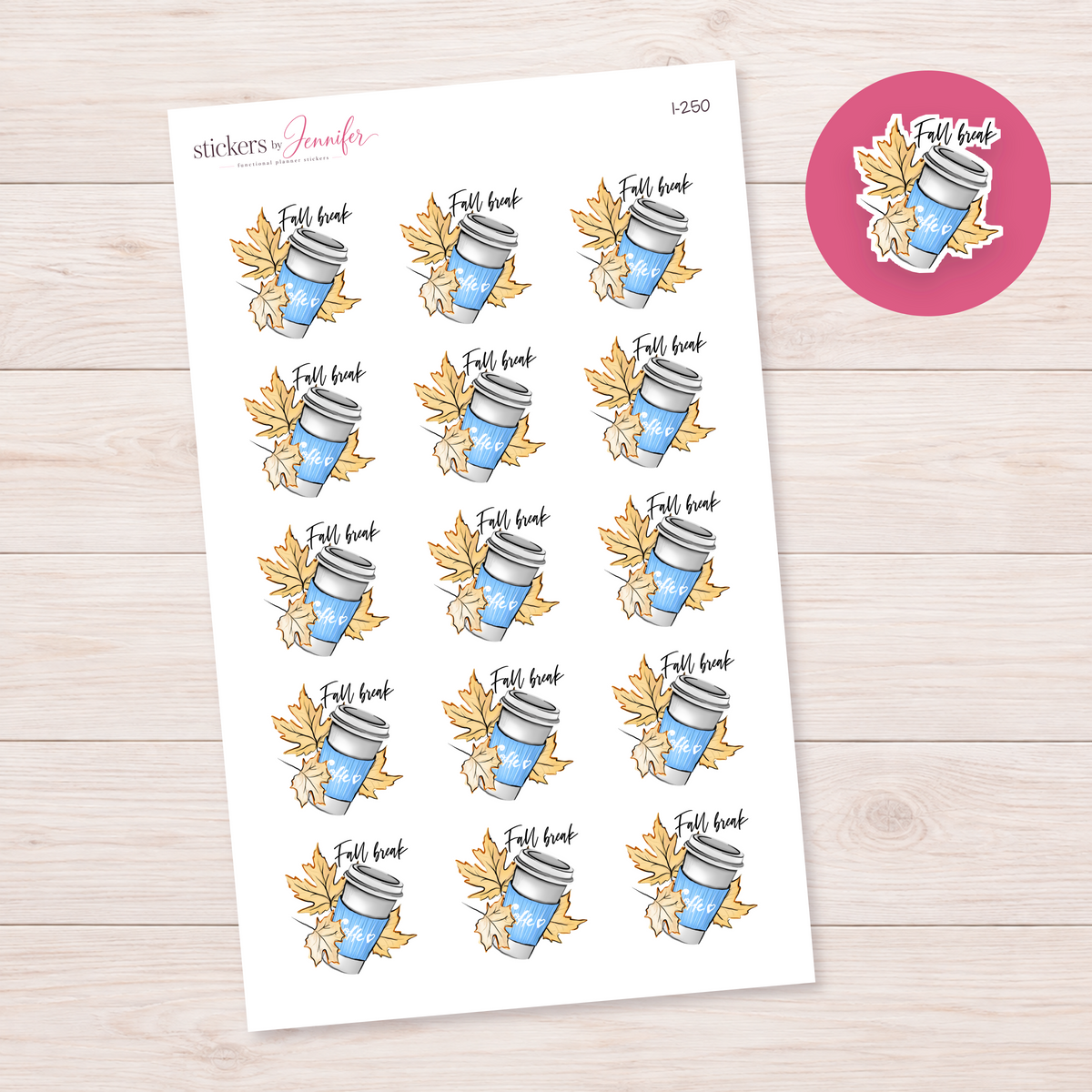 Fall Break Coffee Planner Stickers | I-250