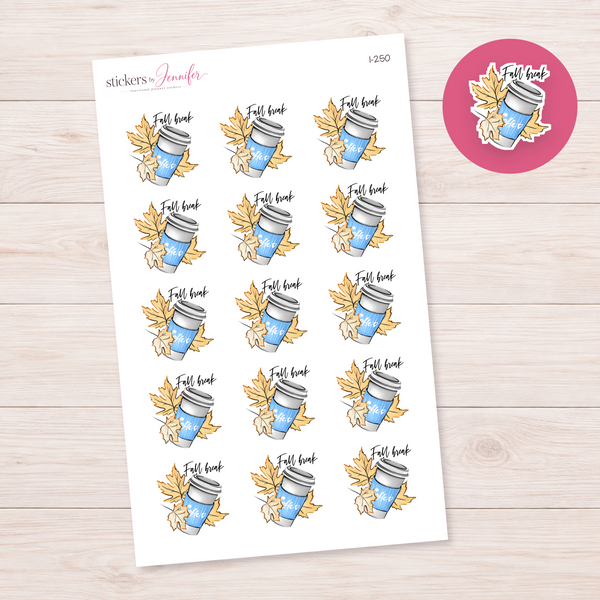 Fall Break Coffee Planner Stickers | I-250