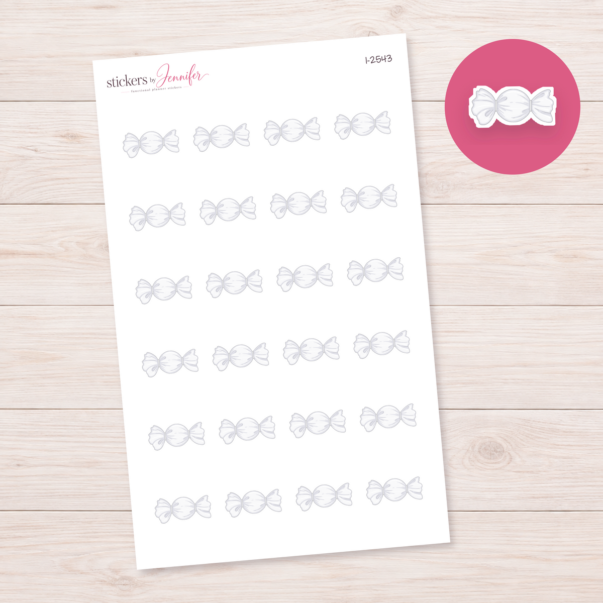 White Wrapped Candy Planner Stickers | I-2543
