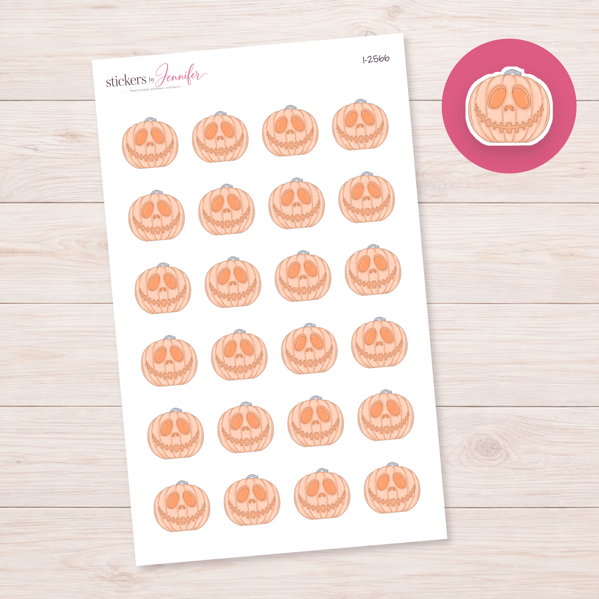 Peach Stitched-Face Pumpkin Planner Stickers | I-2566