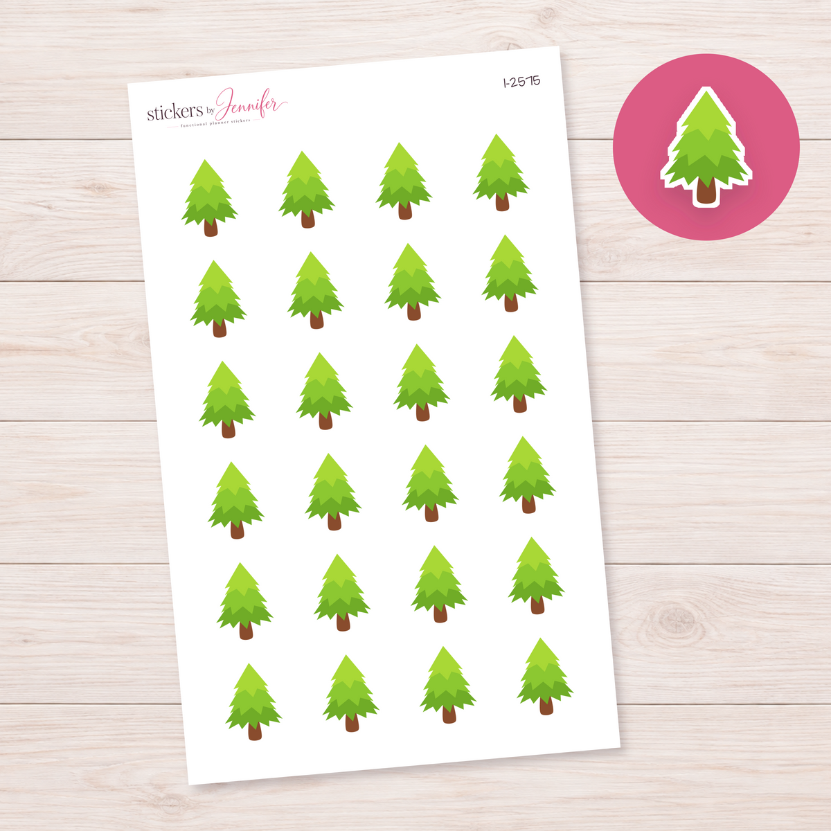 Bright Green Pine Tree Planner Stickers | I-2575