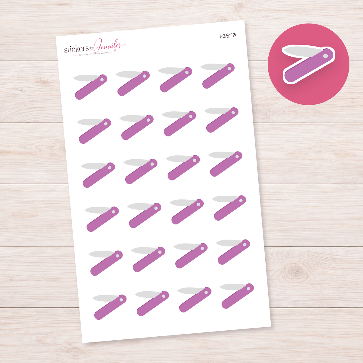 Purple Folding Knife Planner Stickers | I-2578