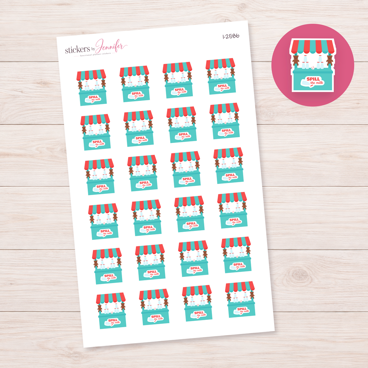 Spill the Milk Carnival Booth Planner Stickers | I-2586