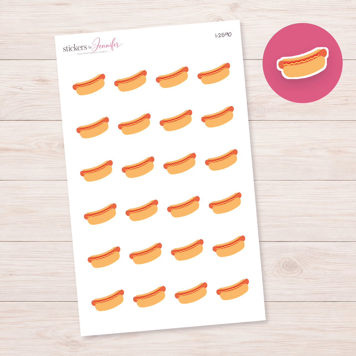 Mustard Hot Dog Planner Stickers | I-2590