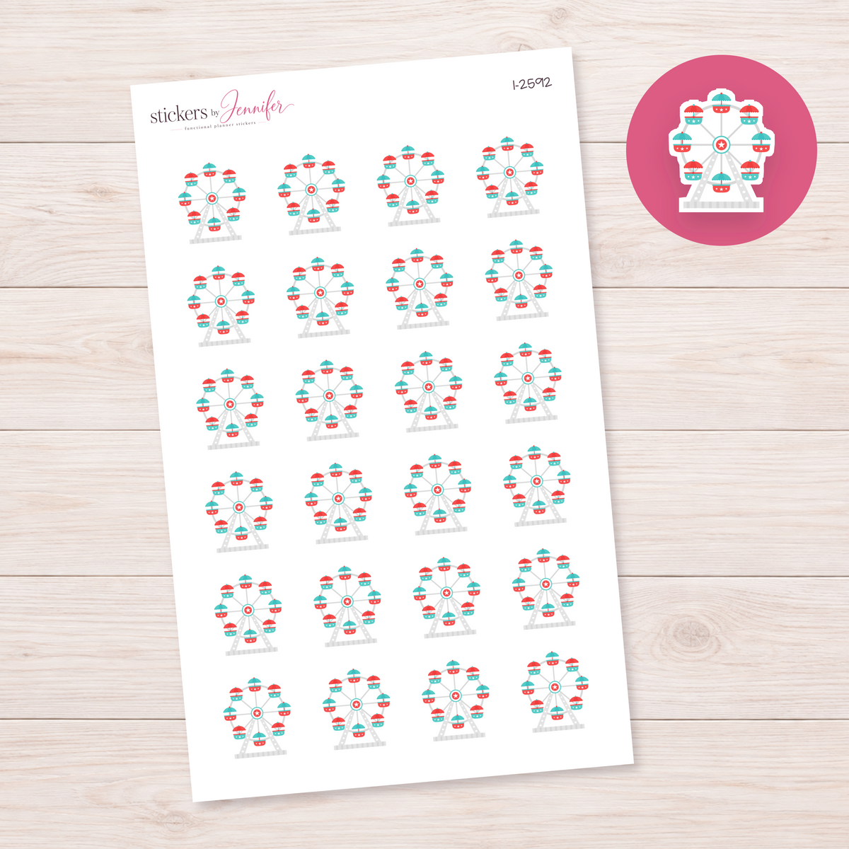 Colorful Ferris Wheel Planner Stickers | I-2592