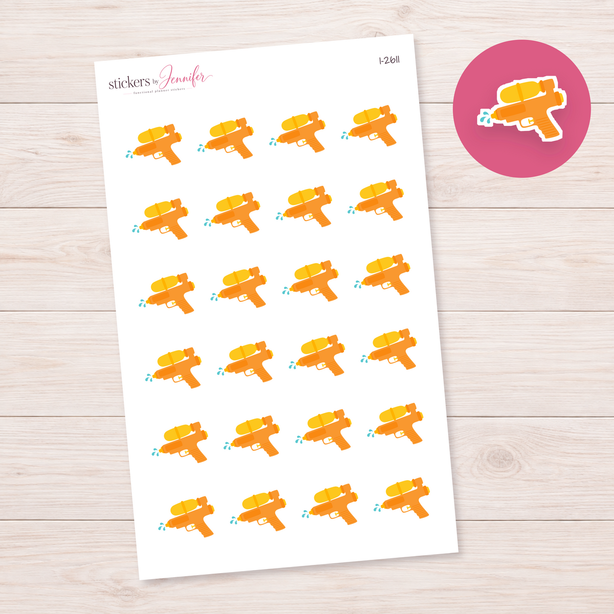 Orange Water Blaster Planner Stickers | I-2611