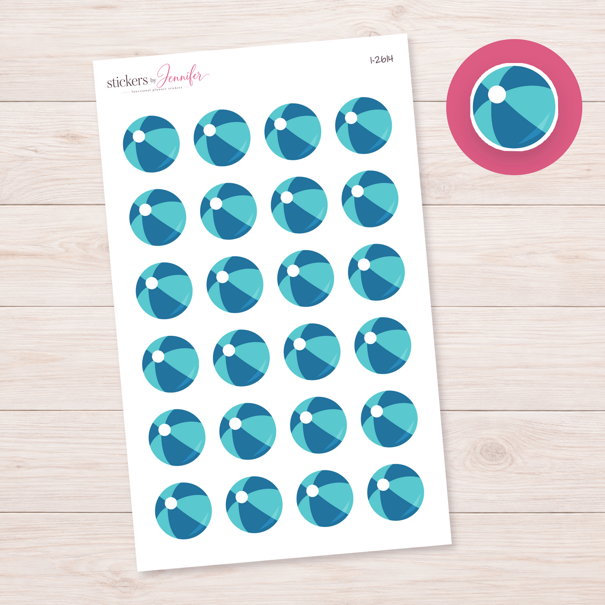 Blue Beach Ball Planner Stickers | I-2614